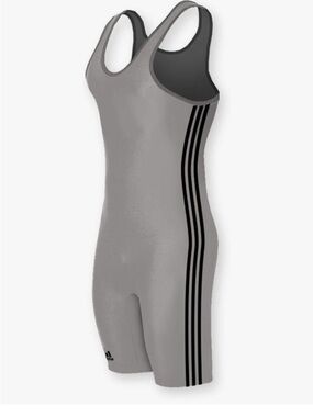 NWT Men’s Adidas Gray and Black Racerback Three Stripes Wrestling Singlet Large